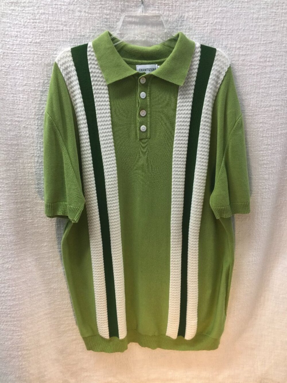 Oxknit Store Mens Retro 70s Short Sleeve Sweater Green Knit Three's Company, 3XL